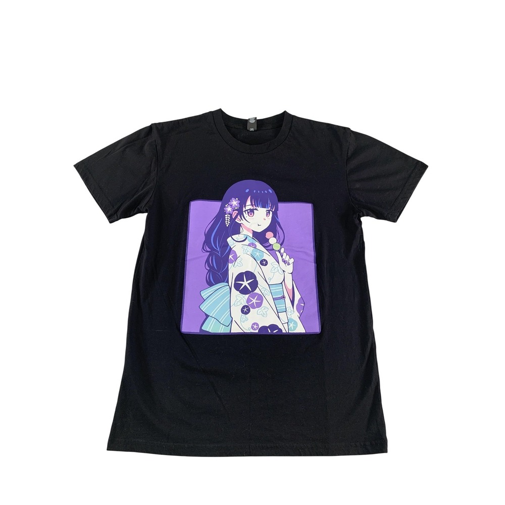 AS Colour Shirt Mens Small Black Anime Girl Kimono Graphic Tee Kawaii Manga